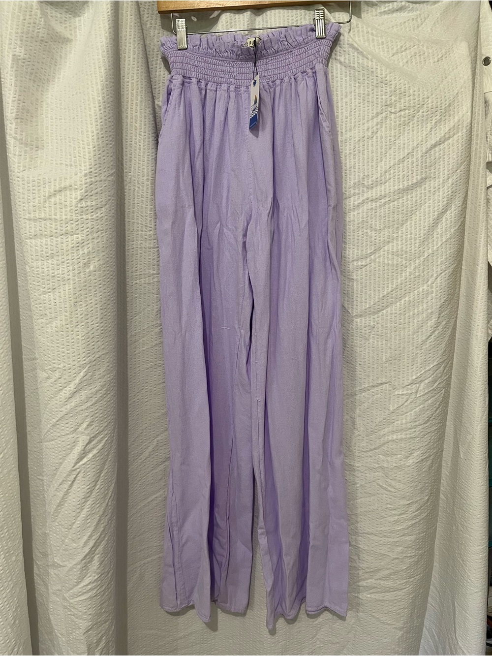 Smocked Waist Lavender Wide-Leg Pants